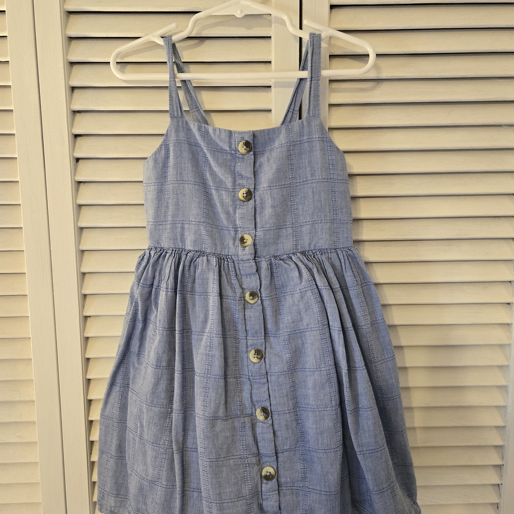 Cat & Jack Blue Plaid Button-Front Kids Dress